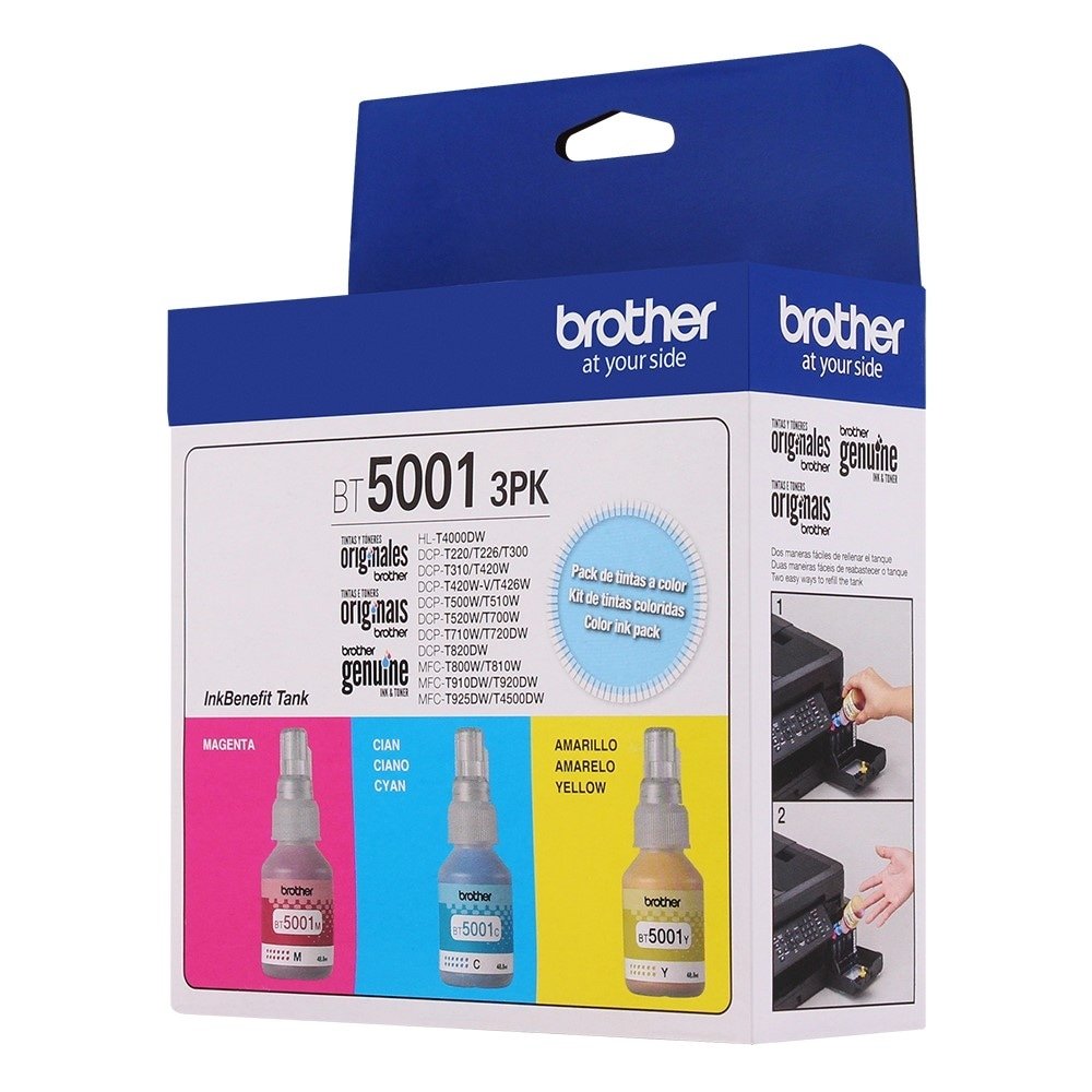 Refil de Tinta Brother BT50013PK 3 Cores - Kit Ciano, Magenta e Amarelo