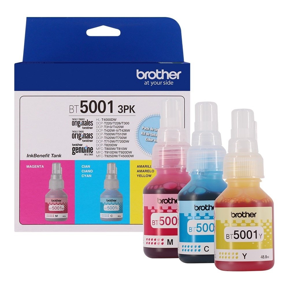 Refil de Tinta Brother BT50013PK 3 Cores - Kit Ciano, Magenta e Amarelo