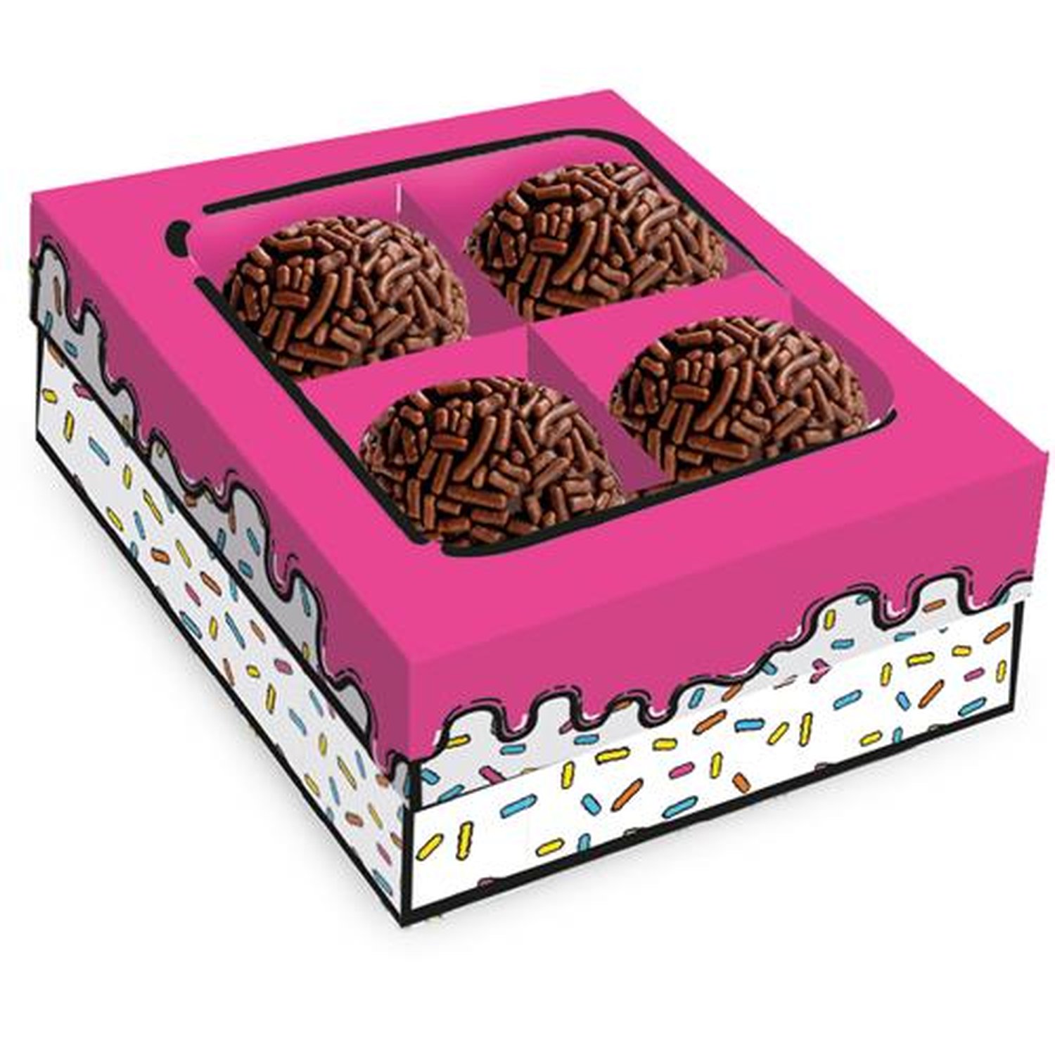 Caixa 4 Bombons Cartoon Cake