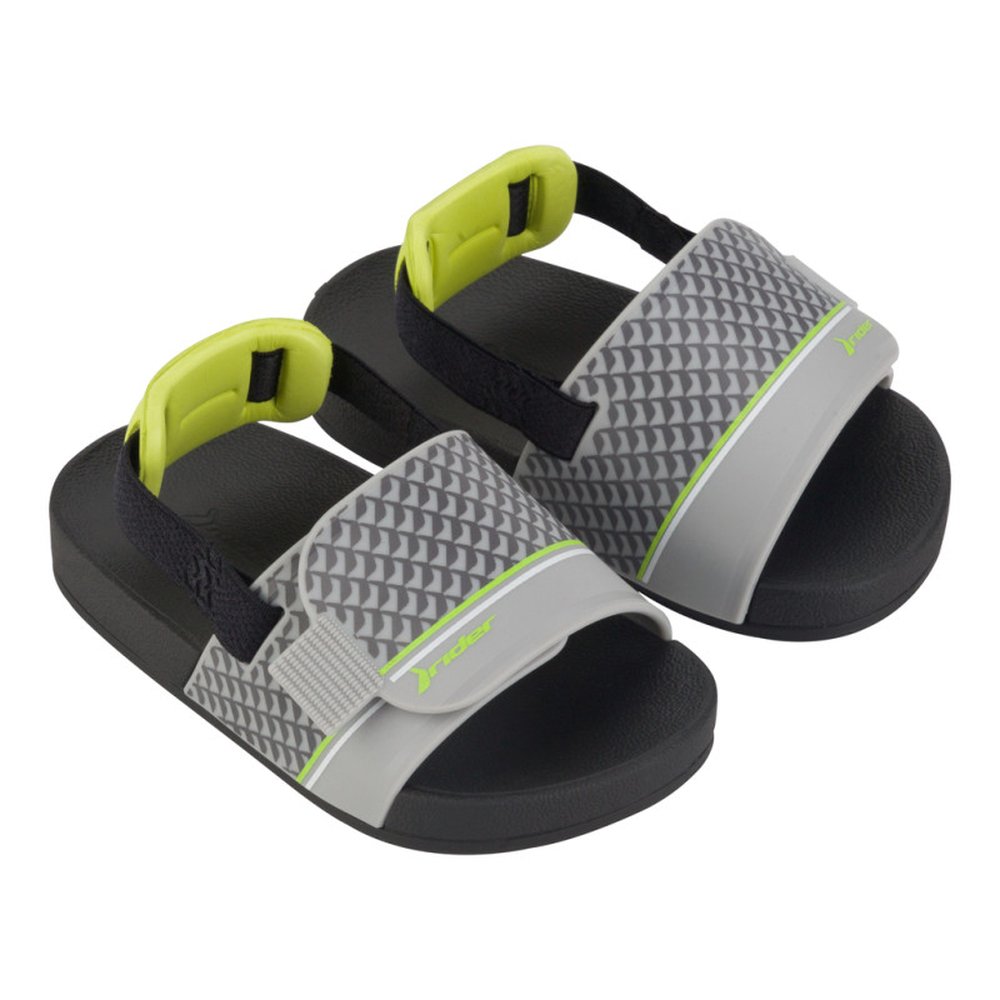 Sandália Bebe Rider II Slide Baby Preto Cinza Verde - Grade 12 Pares - Numeração 19-25