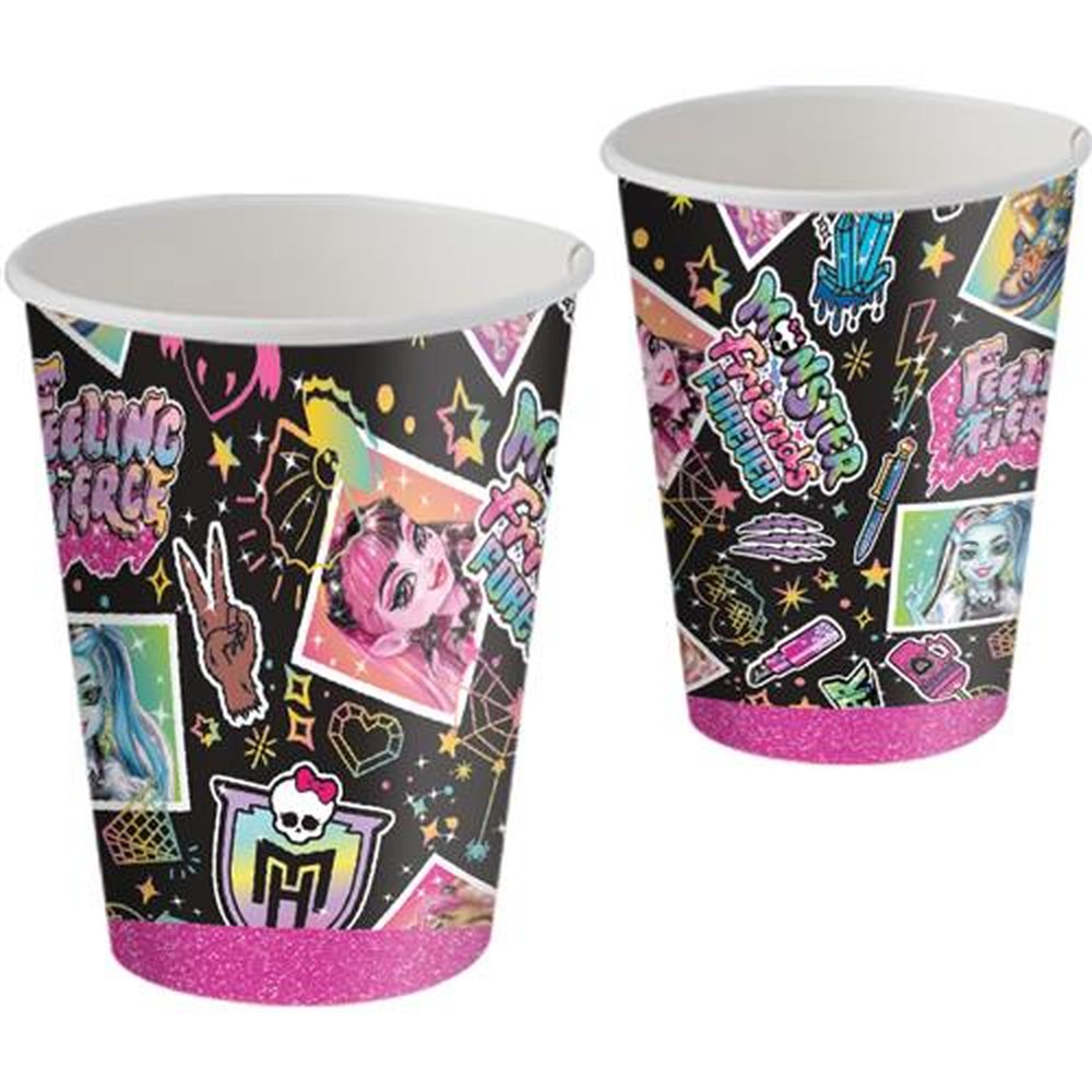 Copo Papel 200Ml Monster High - Embalagem com 8 unidades.