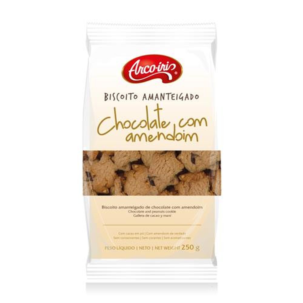 Biscoito Amanteigado Chocolate com Amendoim Arco-íris (Emb.Contém 25un de 250g cada)
