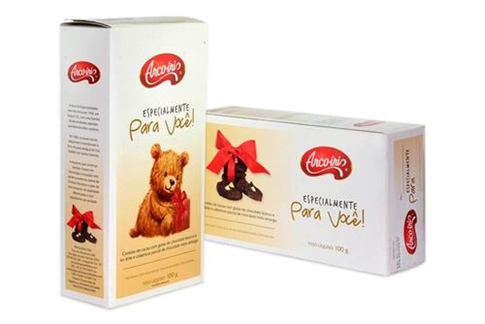 Cookies Especialmente para você Arco-íris (Cacau com gotas de chocolate e cobertura de chocolate - Emb.Contém 40un de 100g cada)