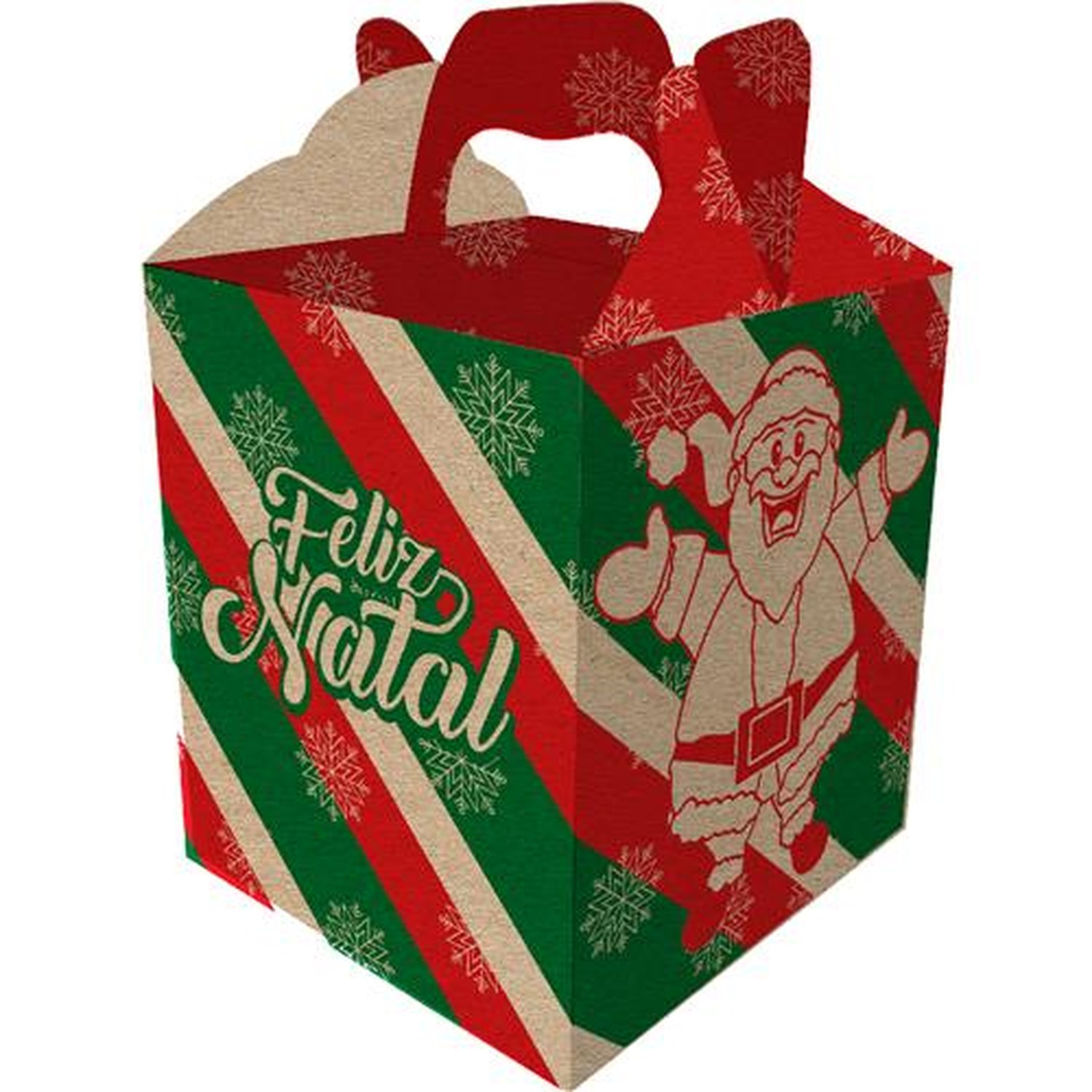 Caixa Presente Com Alca P Kraft Natal