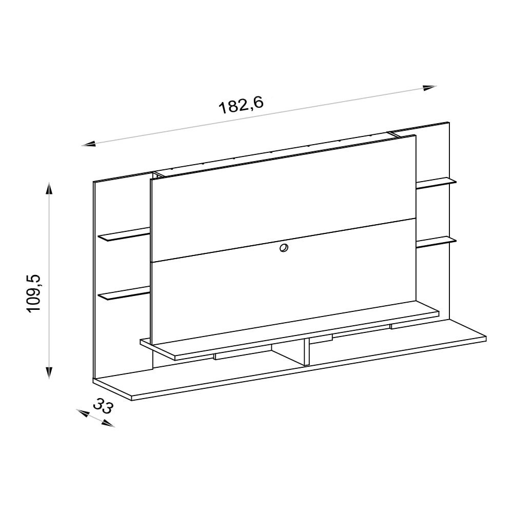 Painel para TV Caemmun  Vênus 1.82 - 4 Prateleiras, para TVs até 55", Buriti/Off-White