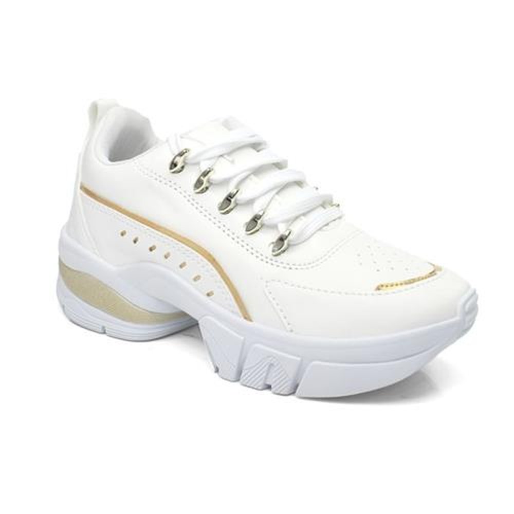 Tenis Adulto Maya Shoes Branco Dourado - Grade 12 Pares - Numeração 34-39