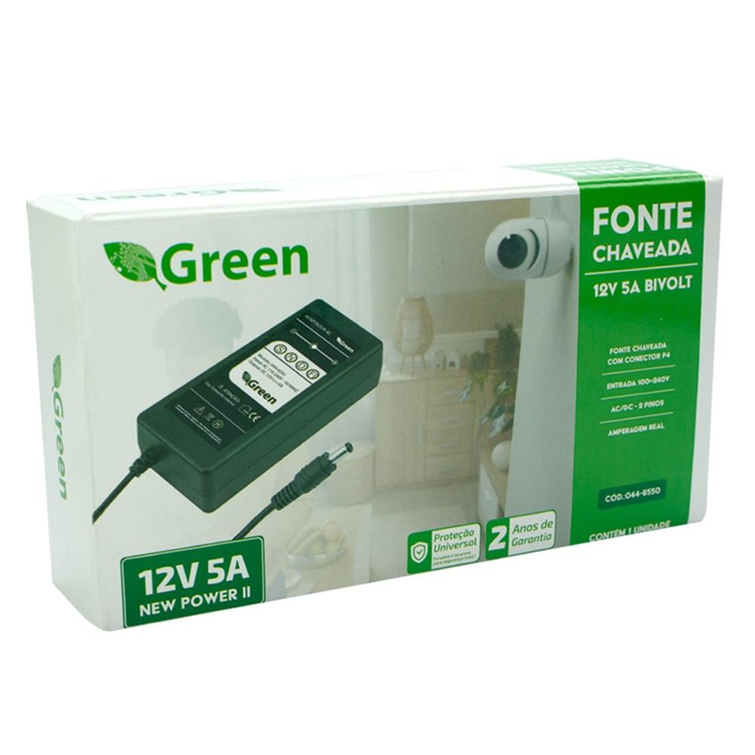Fonte Chaveada 12V 5A Bivolt - Plug 5,5MM X 2,1MM