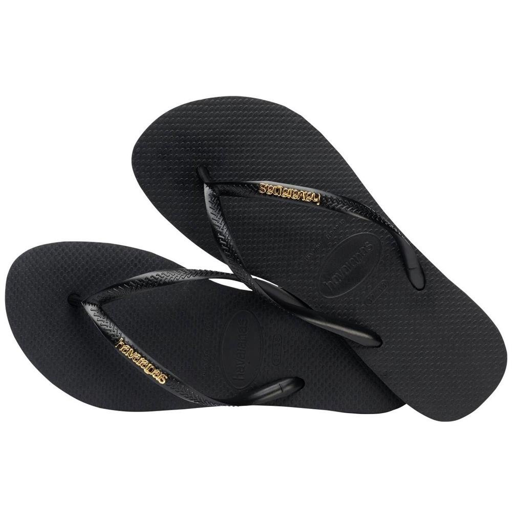 Havaianas Slim Logo Metallic Preto/Dourado 39/40