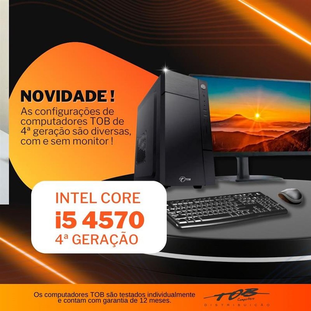 Computador Completo TOB Intel Core i5 4570 Memória 8GB SSD 480GB Teclado Mouse Win10 Trial + Monitor 21" Desktop PC CPU