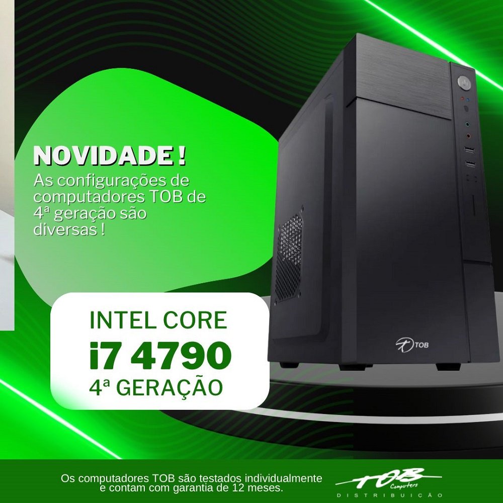 Computador TOB Intel Core i7 4790 Memória 16GB SSD 480GB Win10 Trial Desktop PC CPU