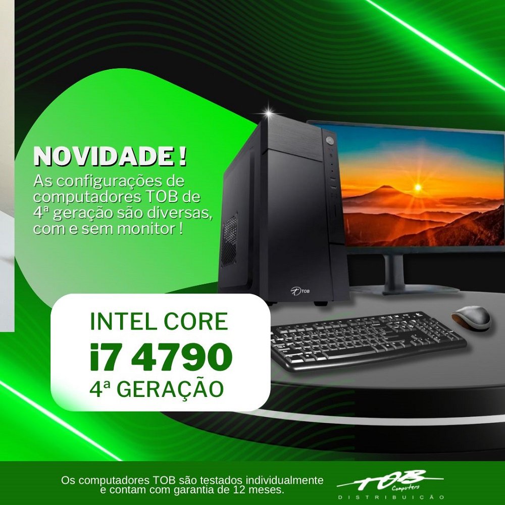 Computador Completo TOB Intel Core i7 4790 Memória 16GB SSD 960GB Teclado Mouse Win10 Trial + Monitor 21" Desktop PC CPU