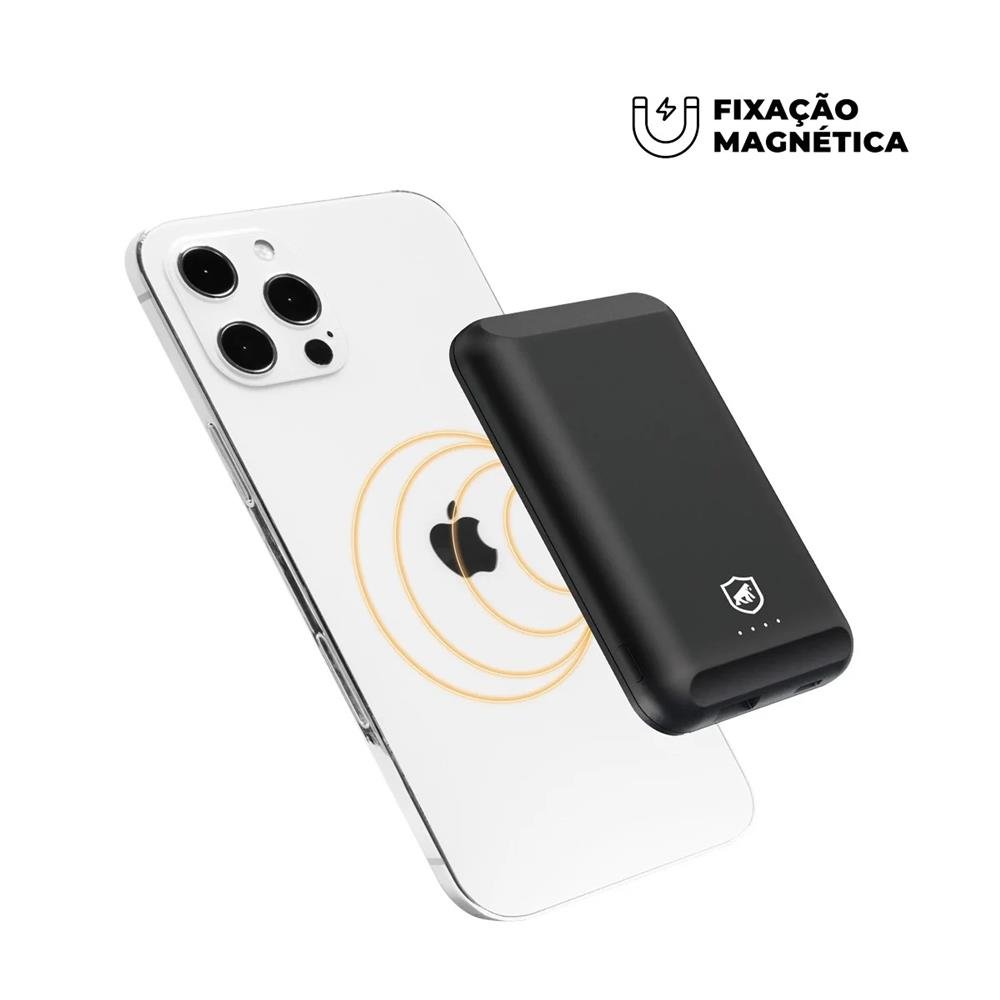 Carregador Portátil Nano Snap Wireless - Preto