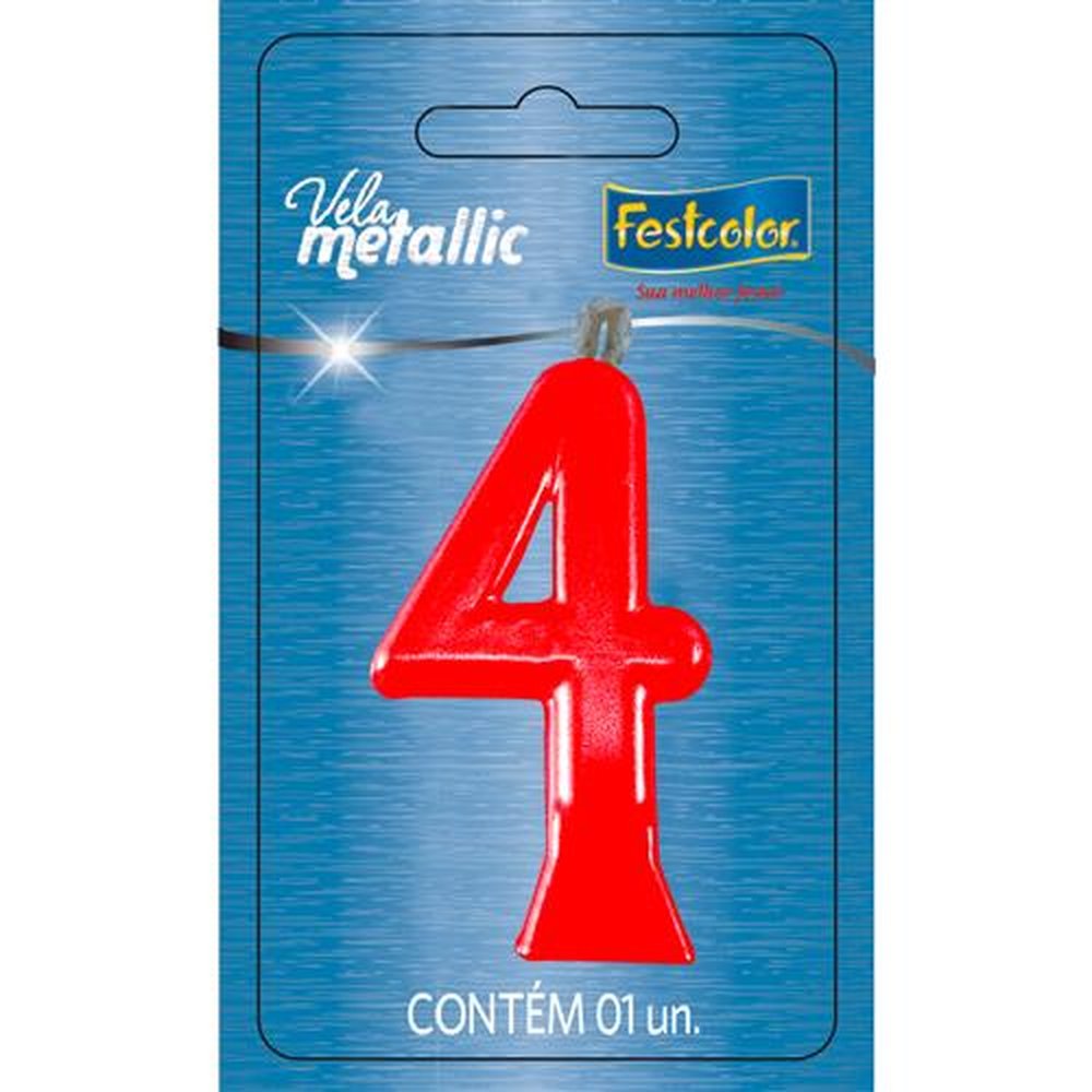 Vela Metallic Vermelha N 4