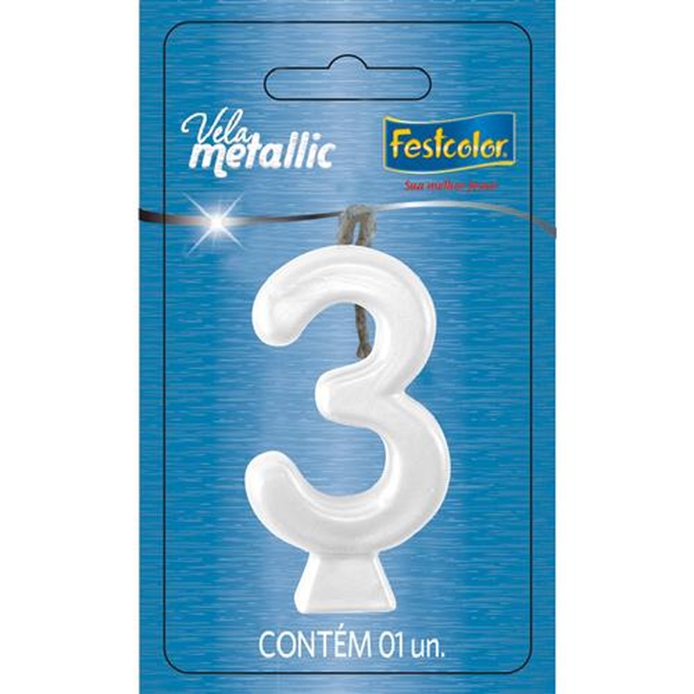 Vela Metallic Branca N 3