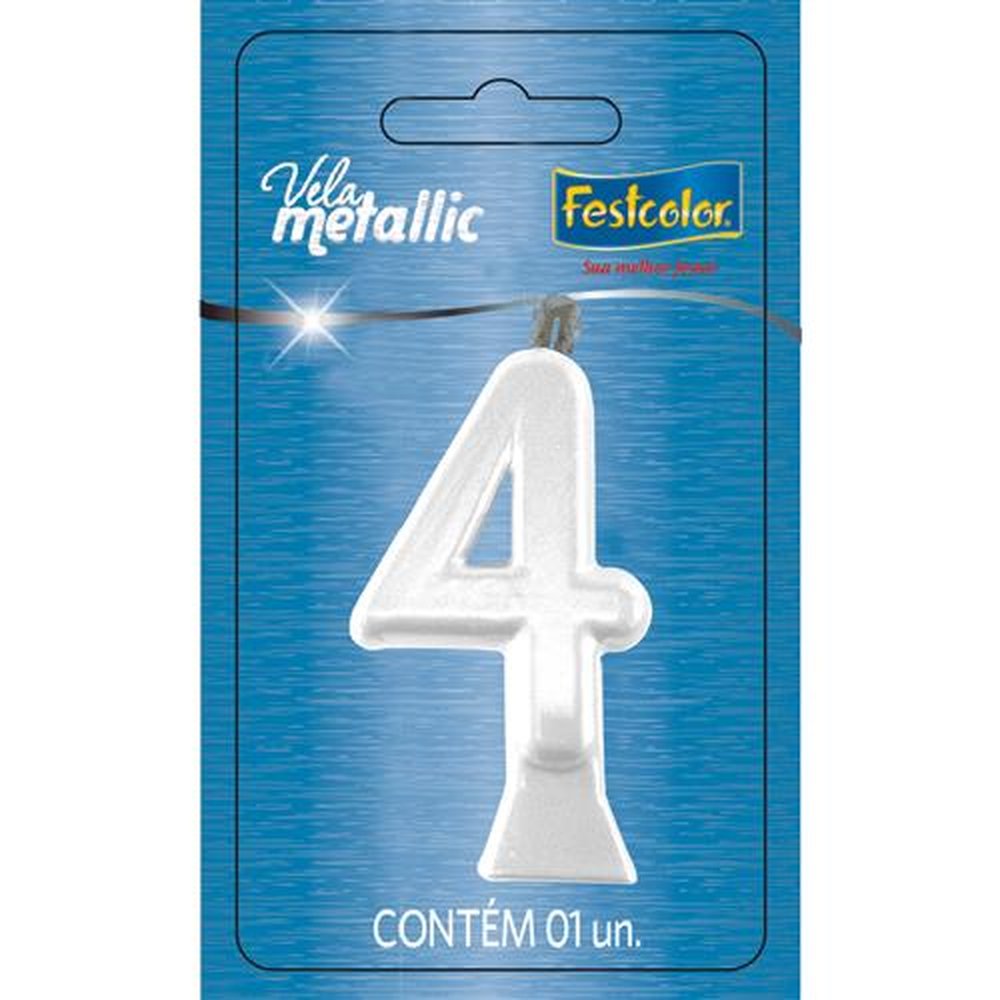 Vela Metallic Branca N 4