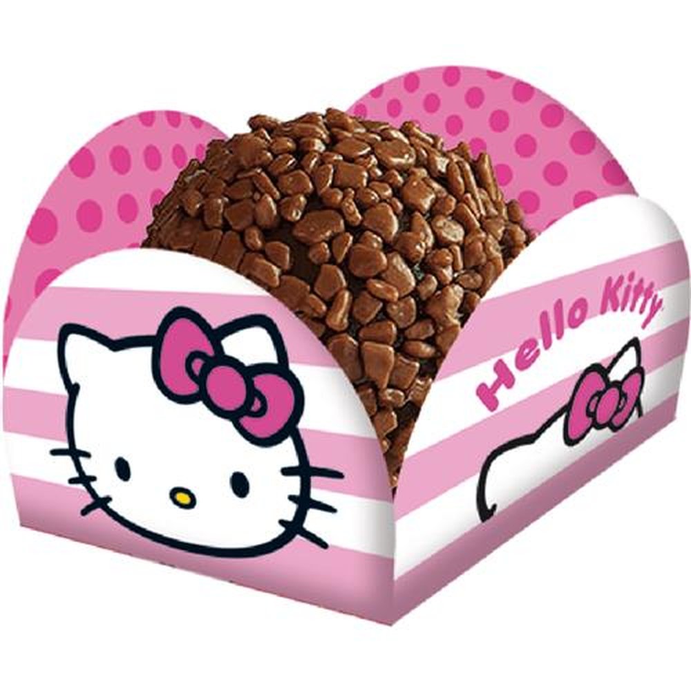 Porta Forminha Hello Kitty Rosa - Embalagem com 40 unidades.