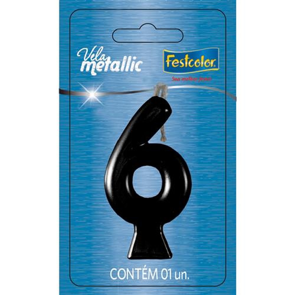 Vela Metallic Preta N 6