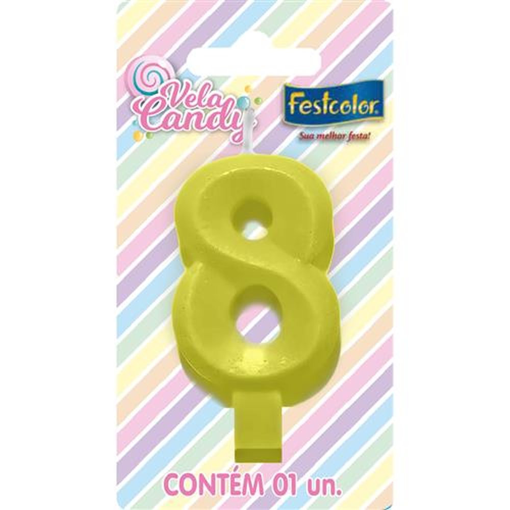 Vela Candy Amarela N 8