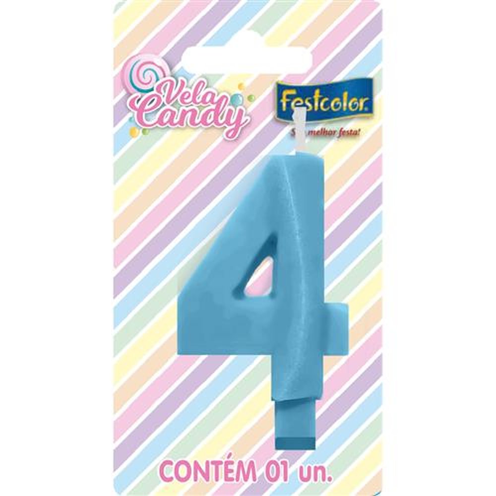 Vela Candy Azul N 4