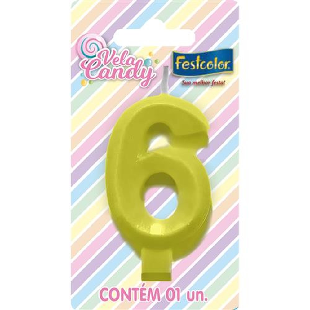 Vela Candy Amarela N 6