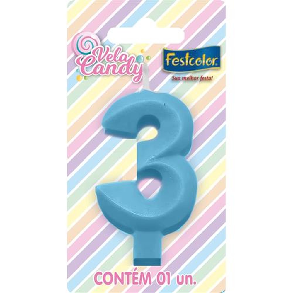Vela Candy Azul N 3