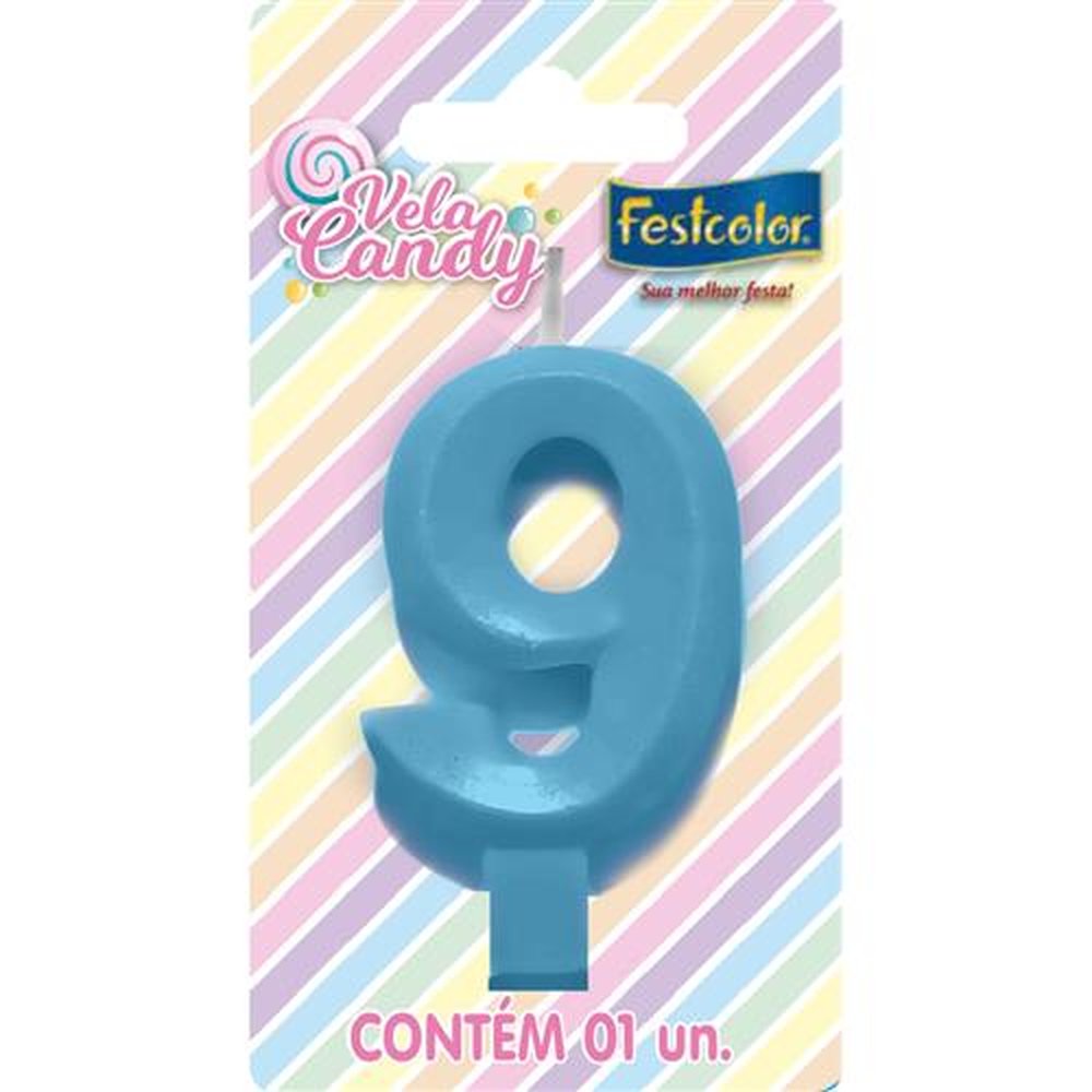 Vela Candy Azul N 9