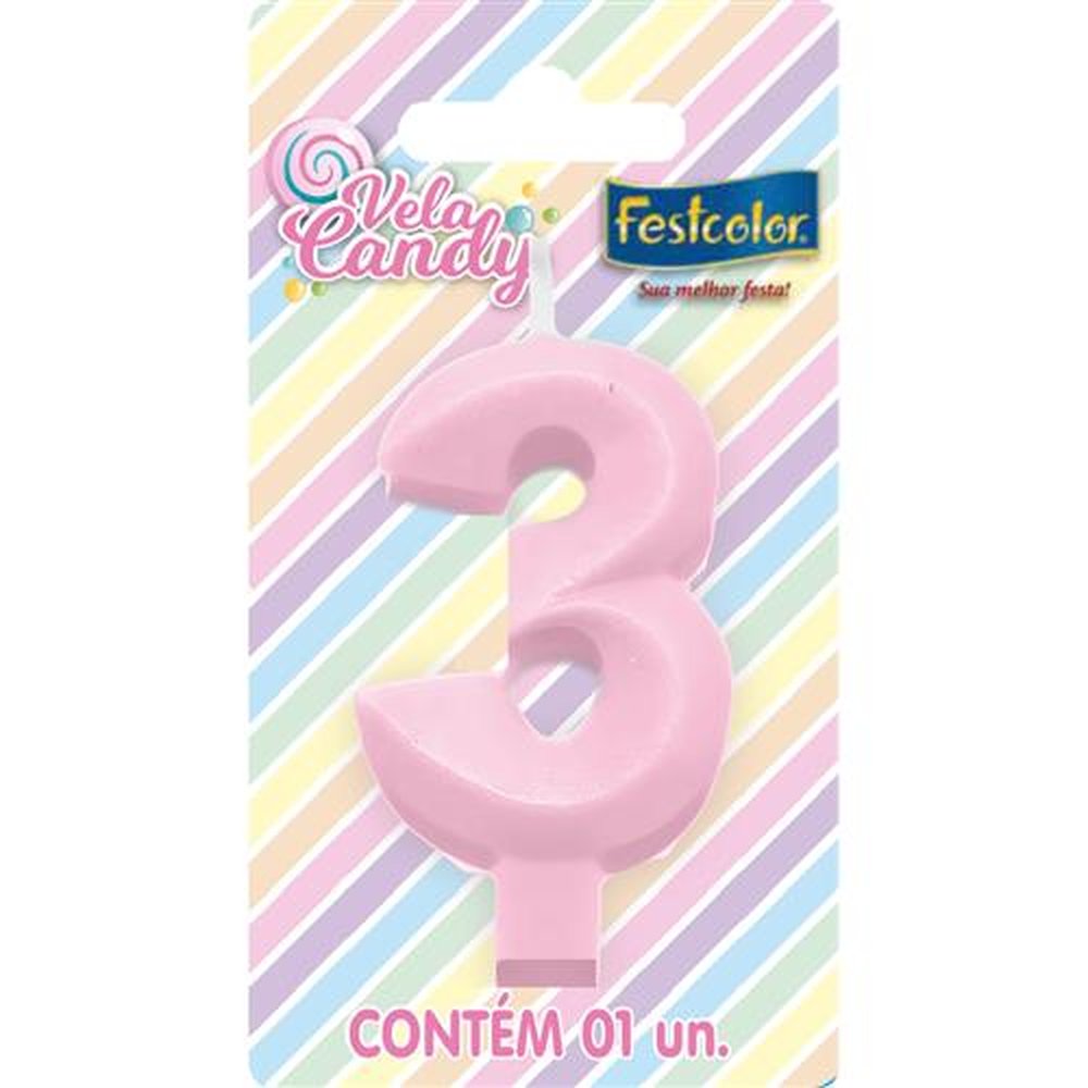 Vela Candy Rosa N 3
