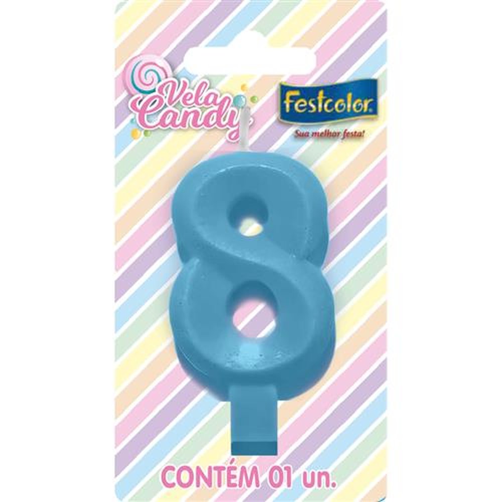 Vela Candy Azul N 8