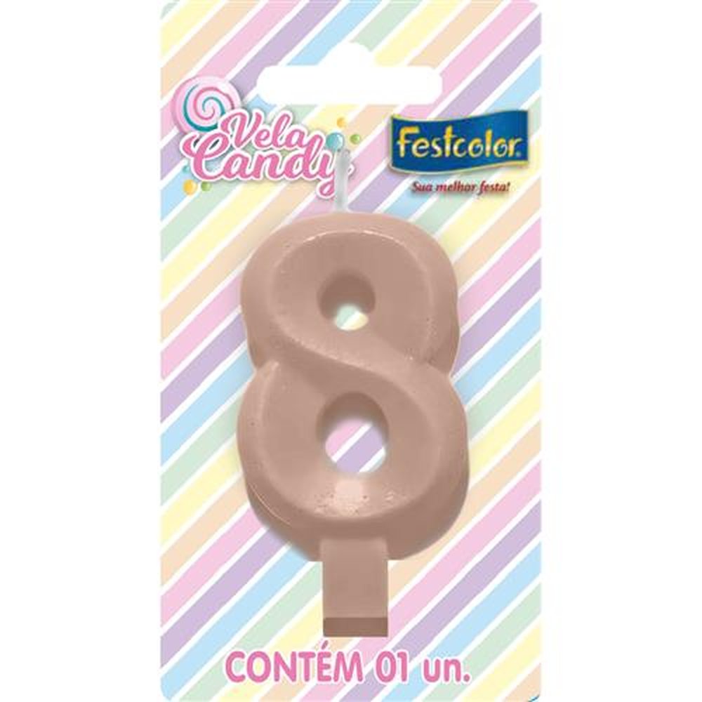 Vela Candy Salmao N 8