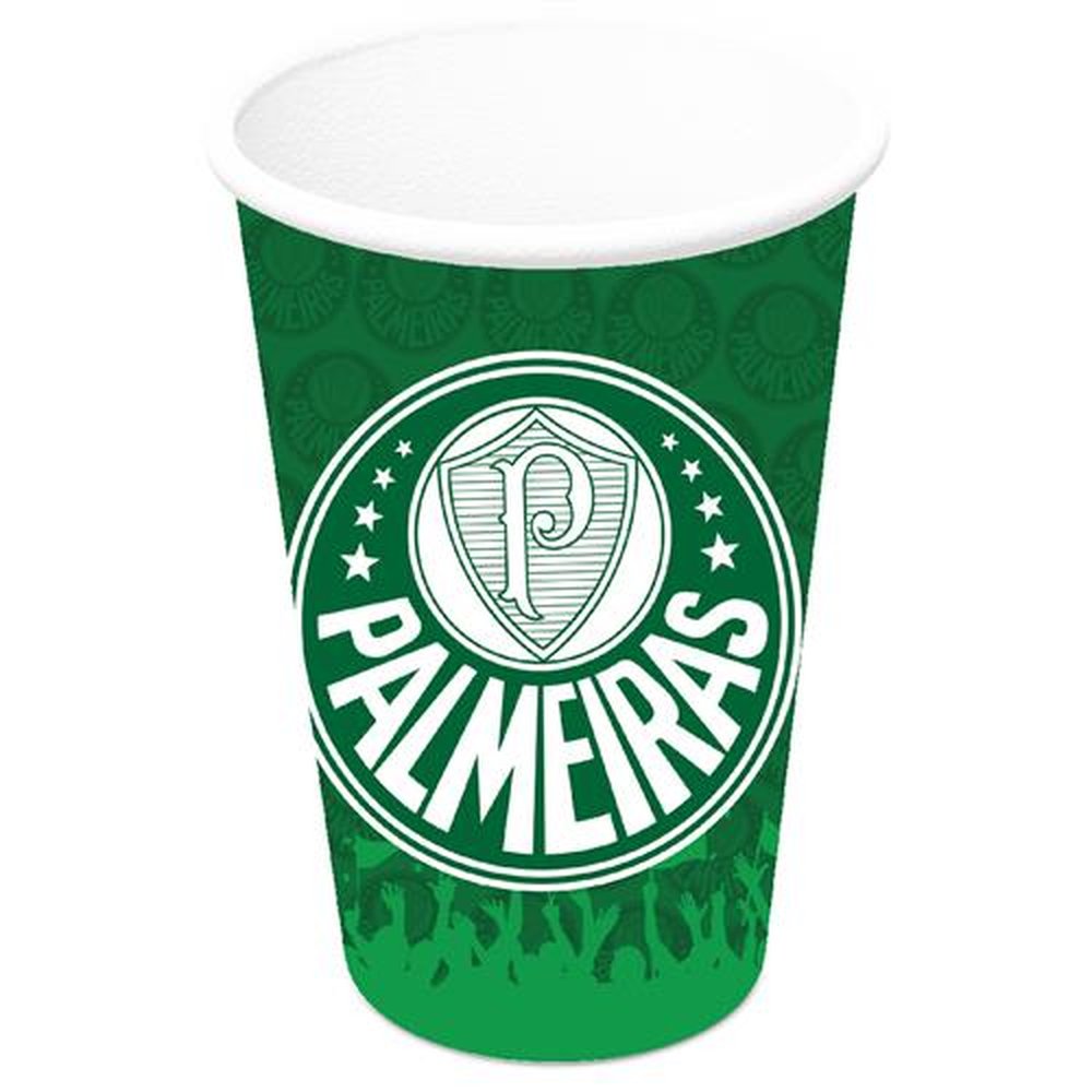 Copo Papel 300Ml Palmeiras - Embalagem com 8 unidades.