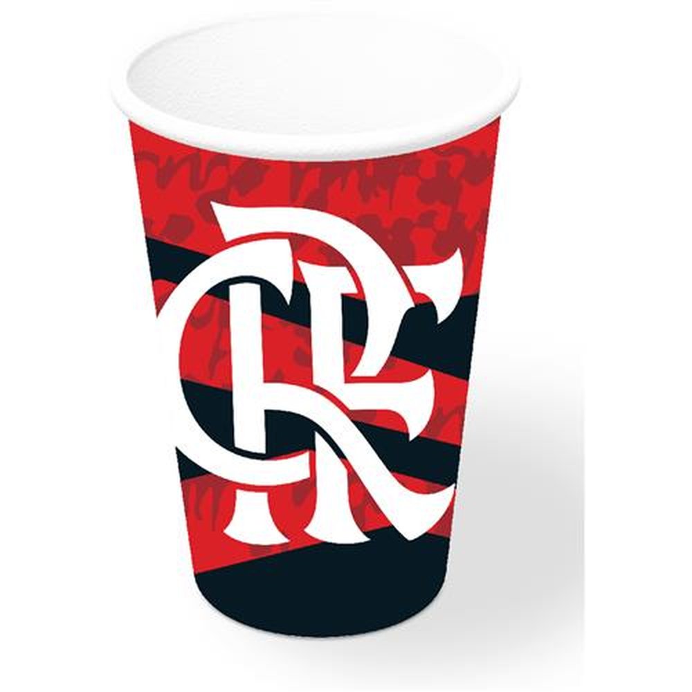 Copo Papel 300Ml Flamengo - Embalagem com 8 unidades.