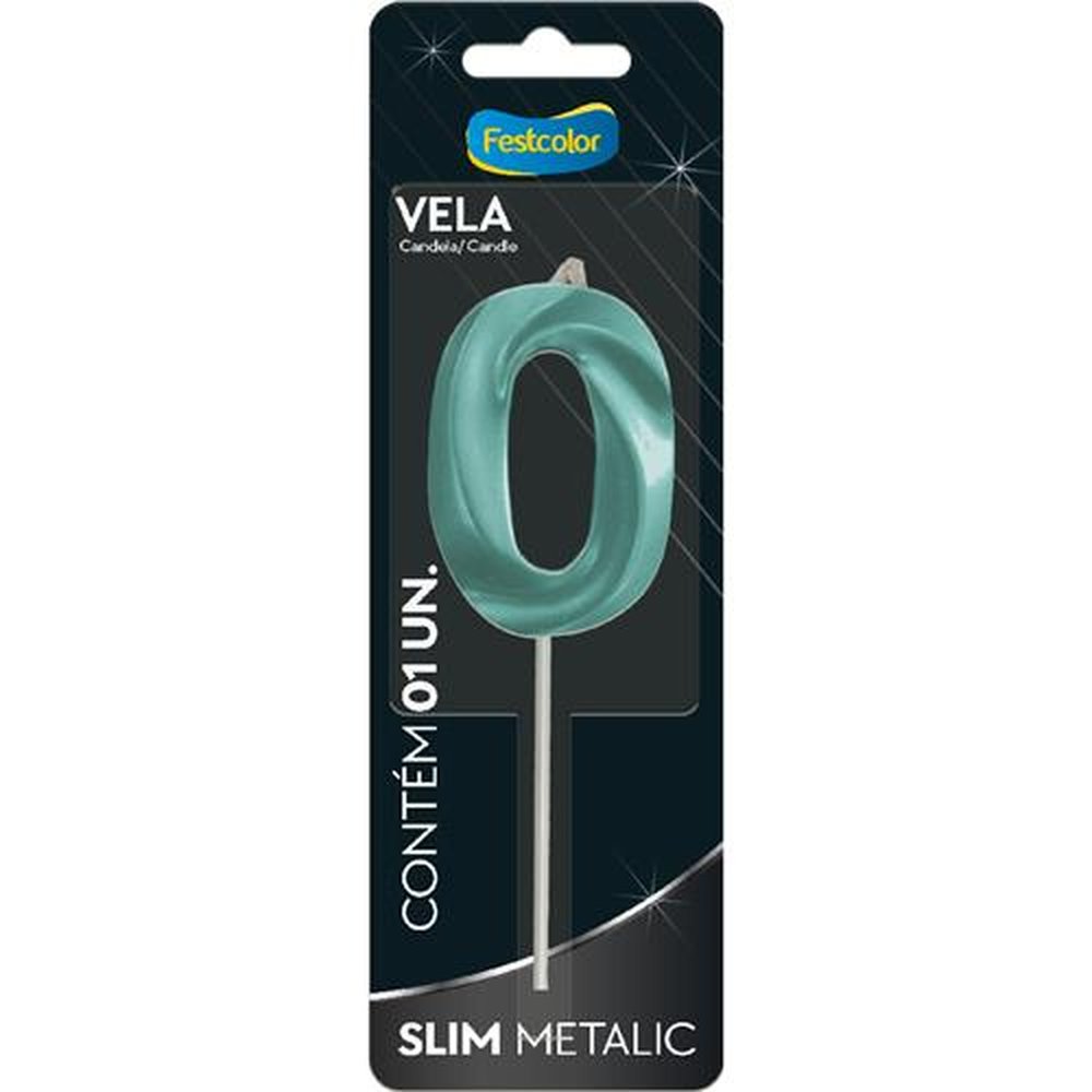 Vela Slim Metallic Tiffany N 0 - Embalagem com 1 unidade.