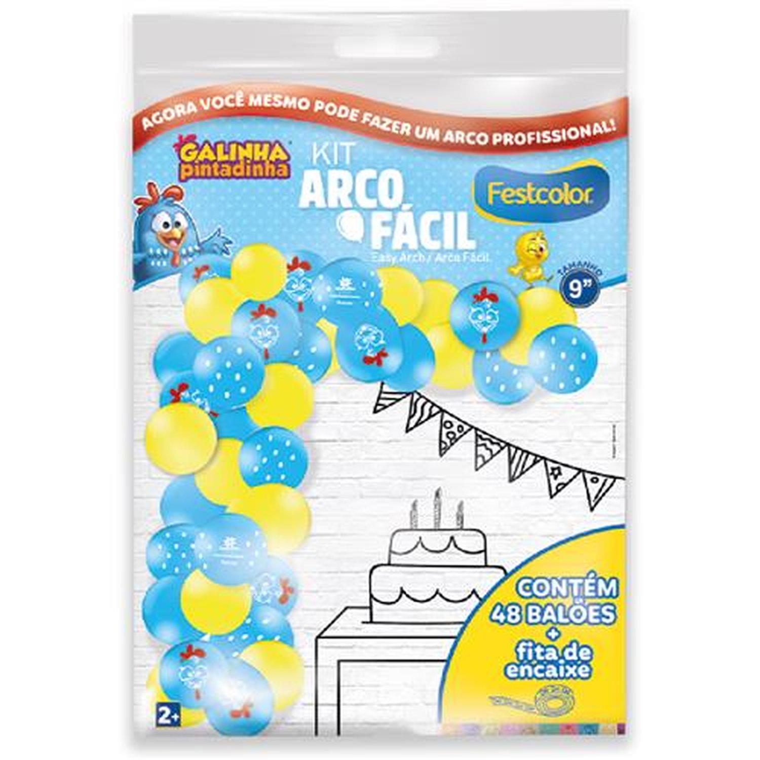 Kit Arco Facil de Baloes Galinha Pintadinha