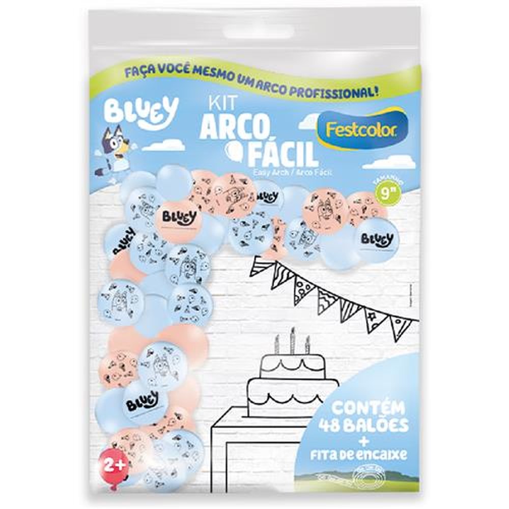 Kit Arco Facil de Baloes Bluey