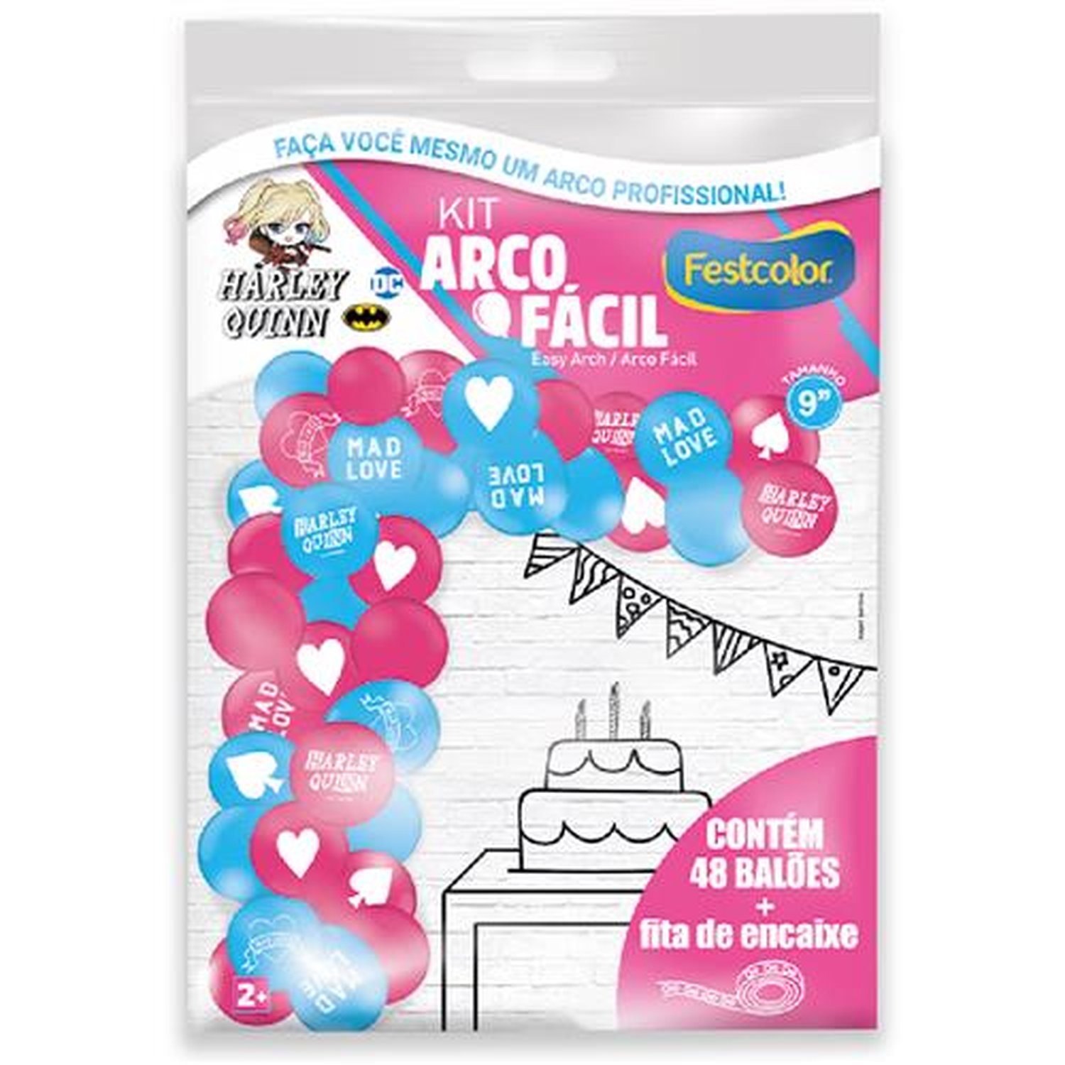 Kit Arco Facil de Baloes Arlequina