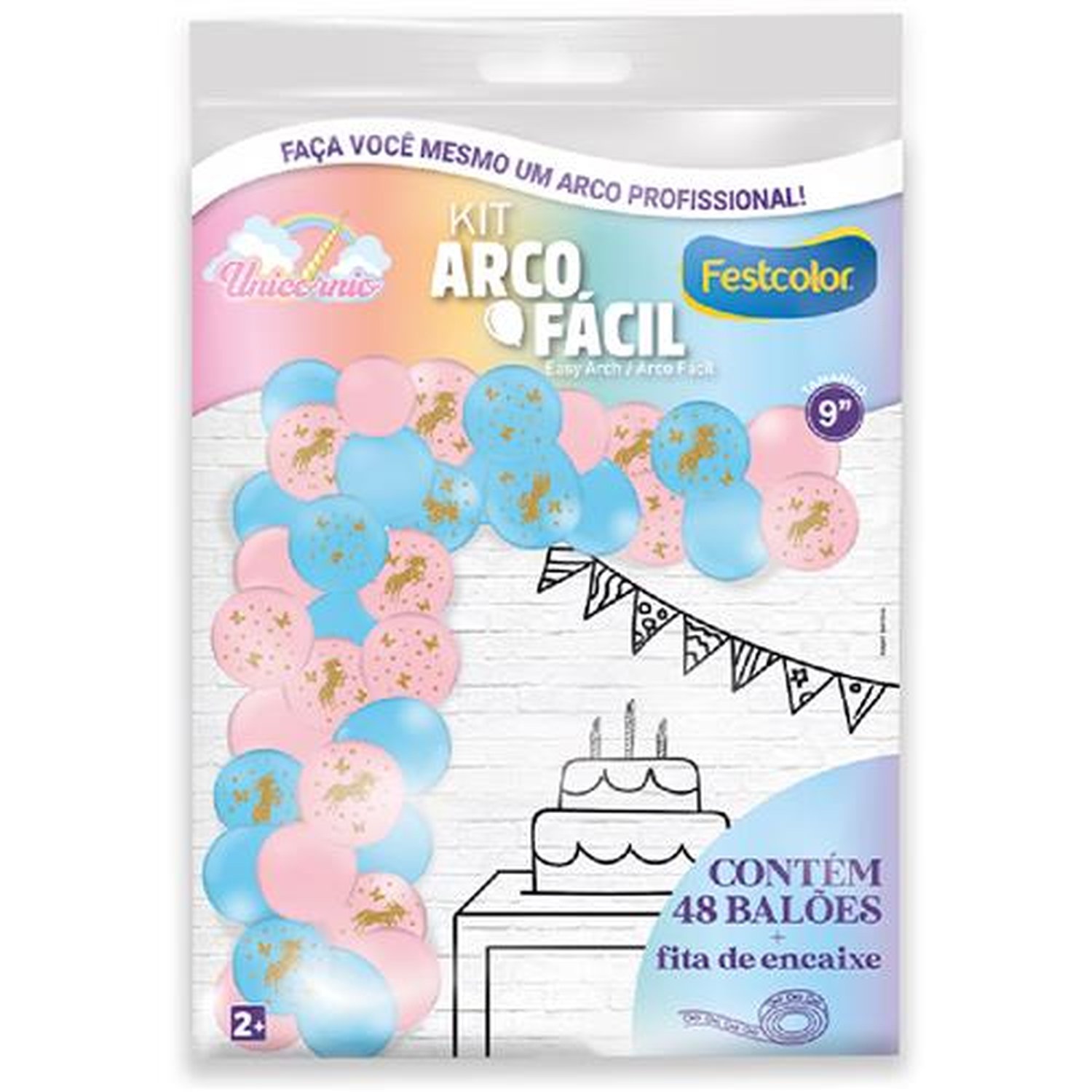 Kit Arco Facil de Baloes Unicornio