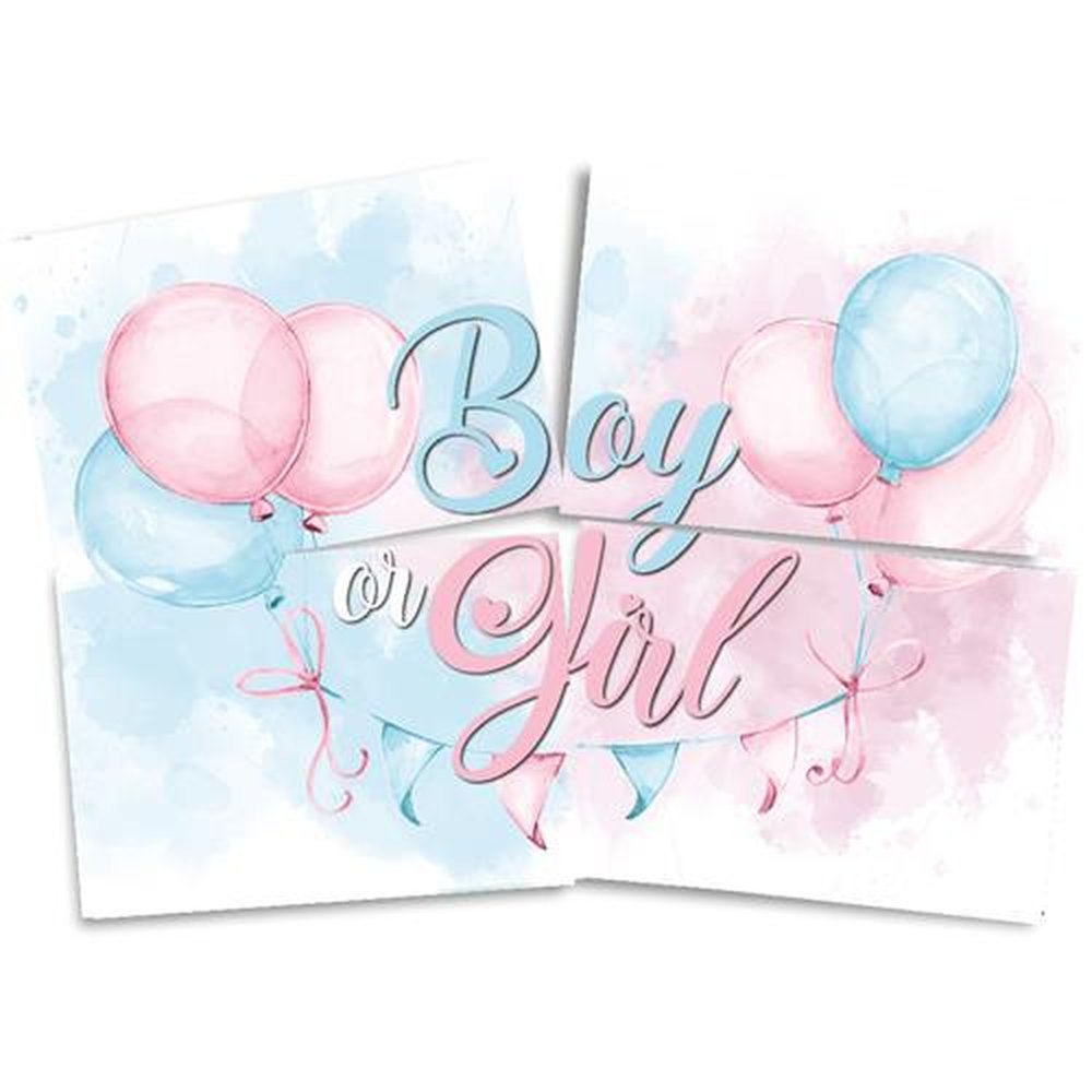 Painel 4 Laminas Cha Revelacao Azul E Rosa