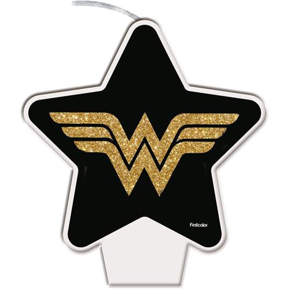 Vela Plana Mulher Maravilha Luxo - Embalagem com 1 unidade.