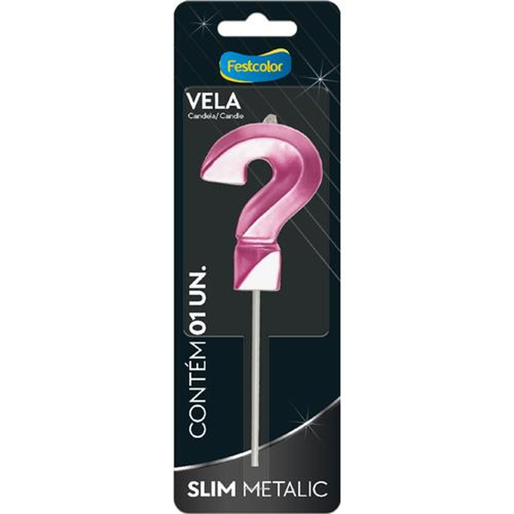 Vela Slim Metallic Pink N ? - Embalagem com 1 unidade.