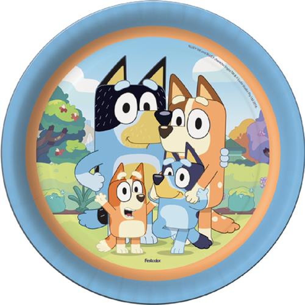 Prato Bluey - Embalagem com 8 unidades.