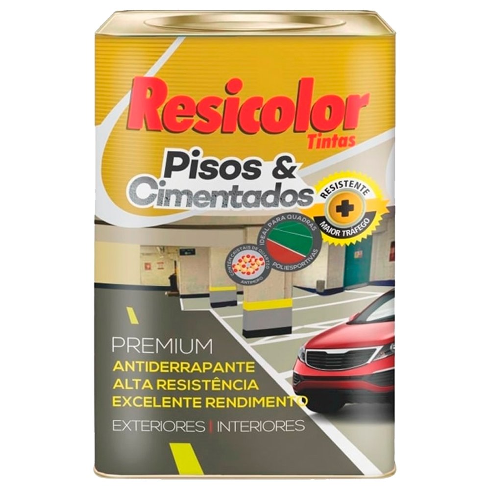 Tinta Piso Acetinado Resicolor Premium Amarelo Demarcação 18L