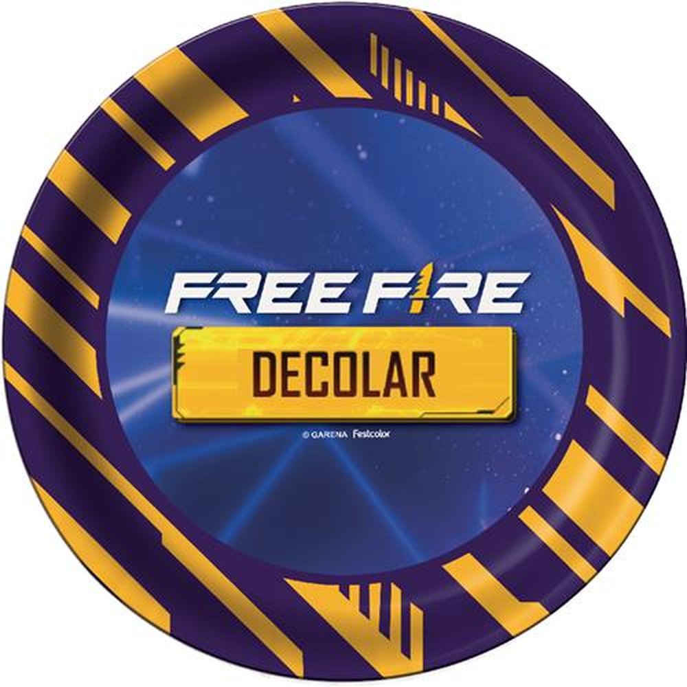 Prato Free Fire Gamer - Embalagem com 8 unidades.
