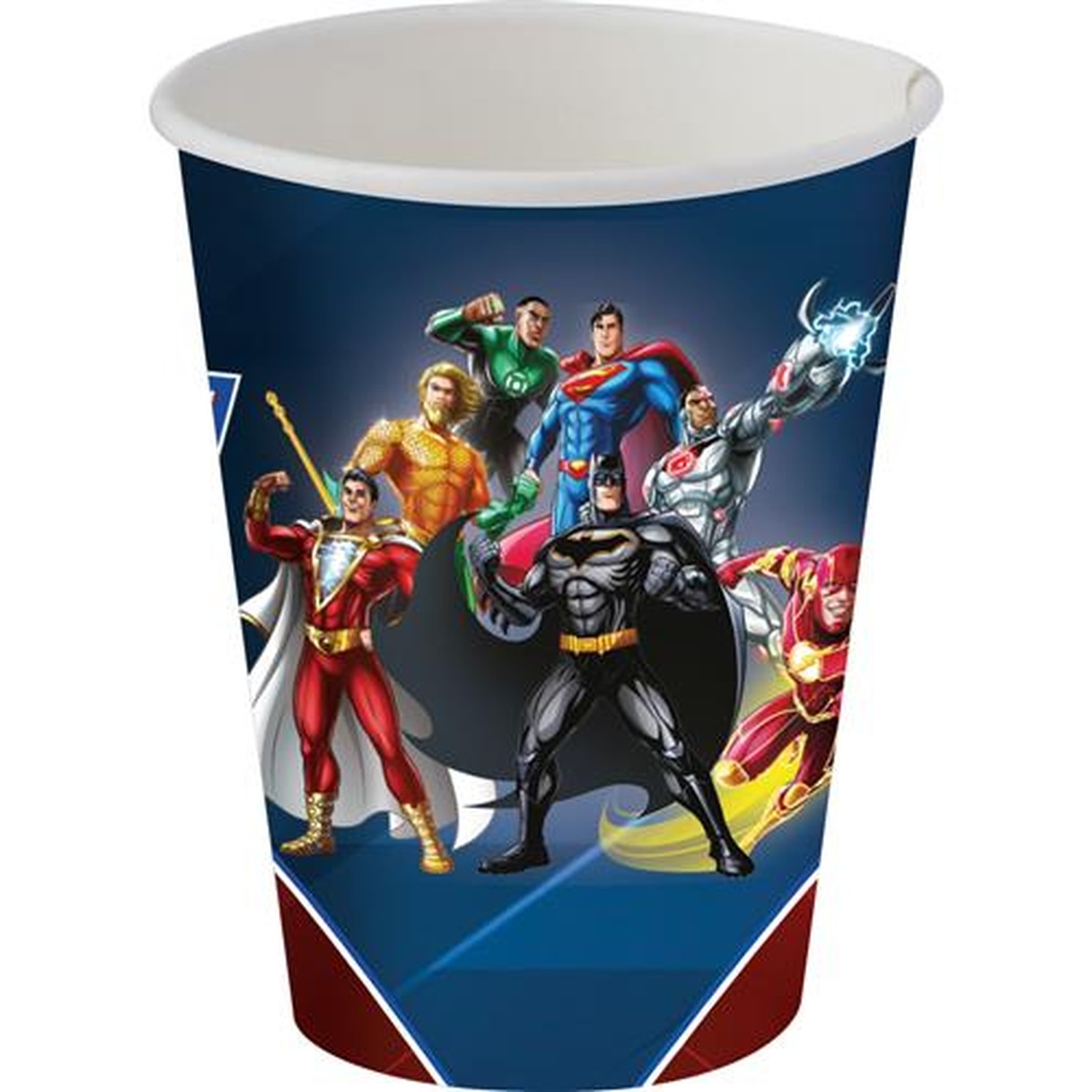 Copo Papel 200Ml Liga Da Justica - Embalagem com 8 unidades.