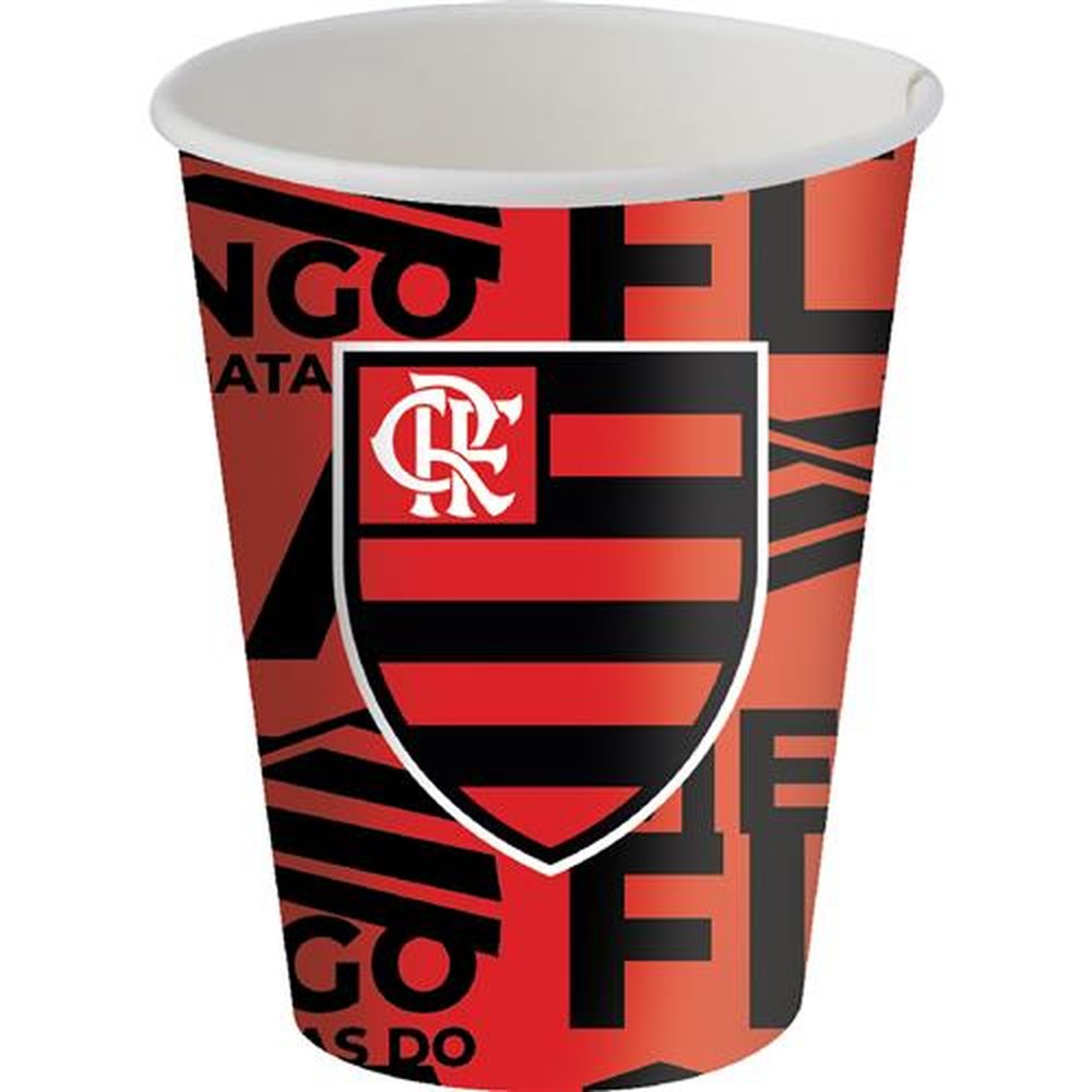 Copo Papel 200Ml Flamengo - Embalagem com 8 unidades.