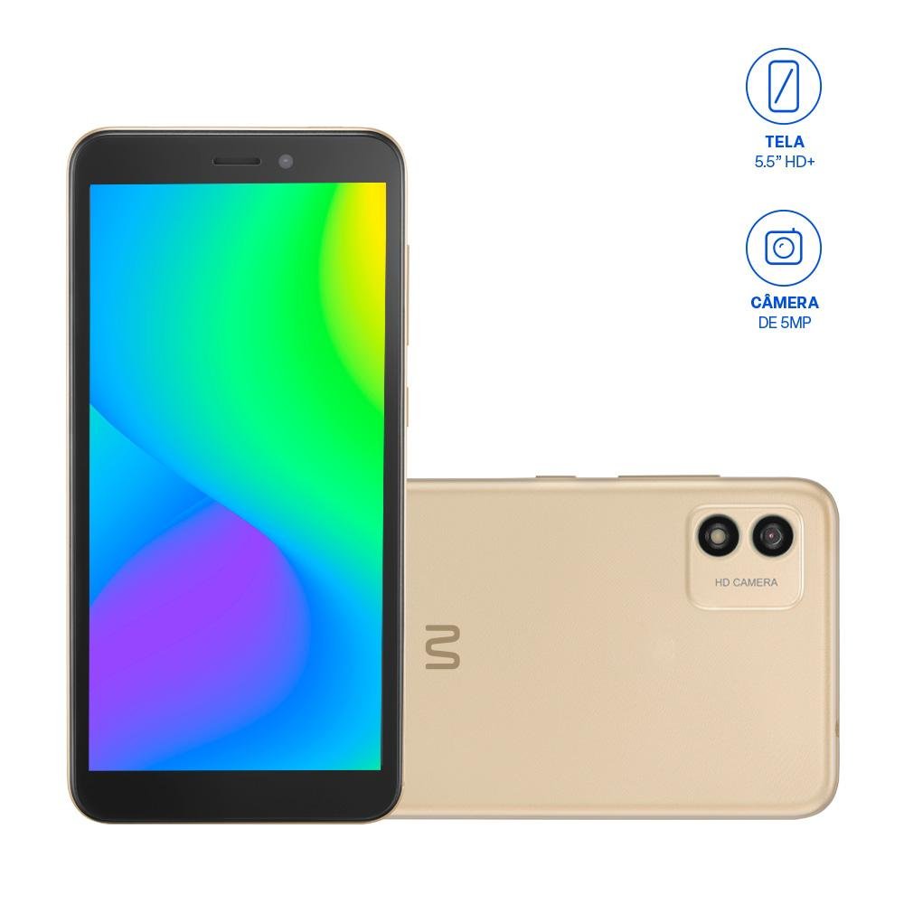 Smartphone Multi F 2 3G 32GB Tela 5.5 polegada Dual Chip 1GB RAM Camera 5MP + Selfie 5MP Android 11 (Go edition) Quad Core - Dourado - P9174