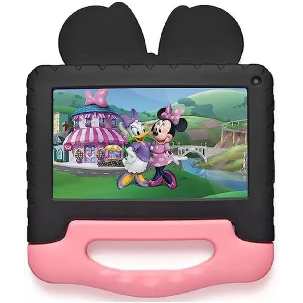 Tablet Multilaser Minnie Tela 7" 32GB 2GB RAM Wi-Fi Quad Core Android 13 (Go Edition) NB396 - Preto/Rosa