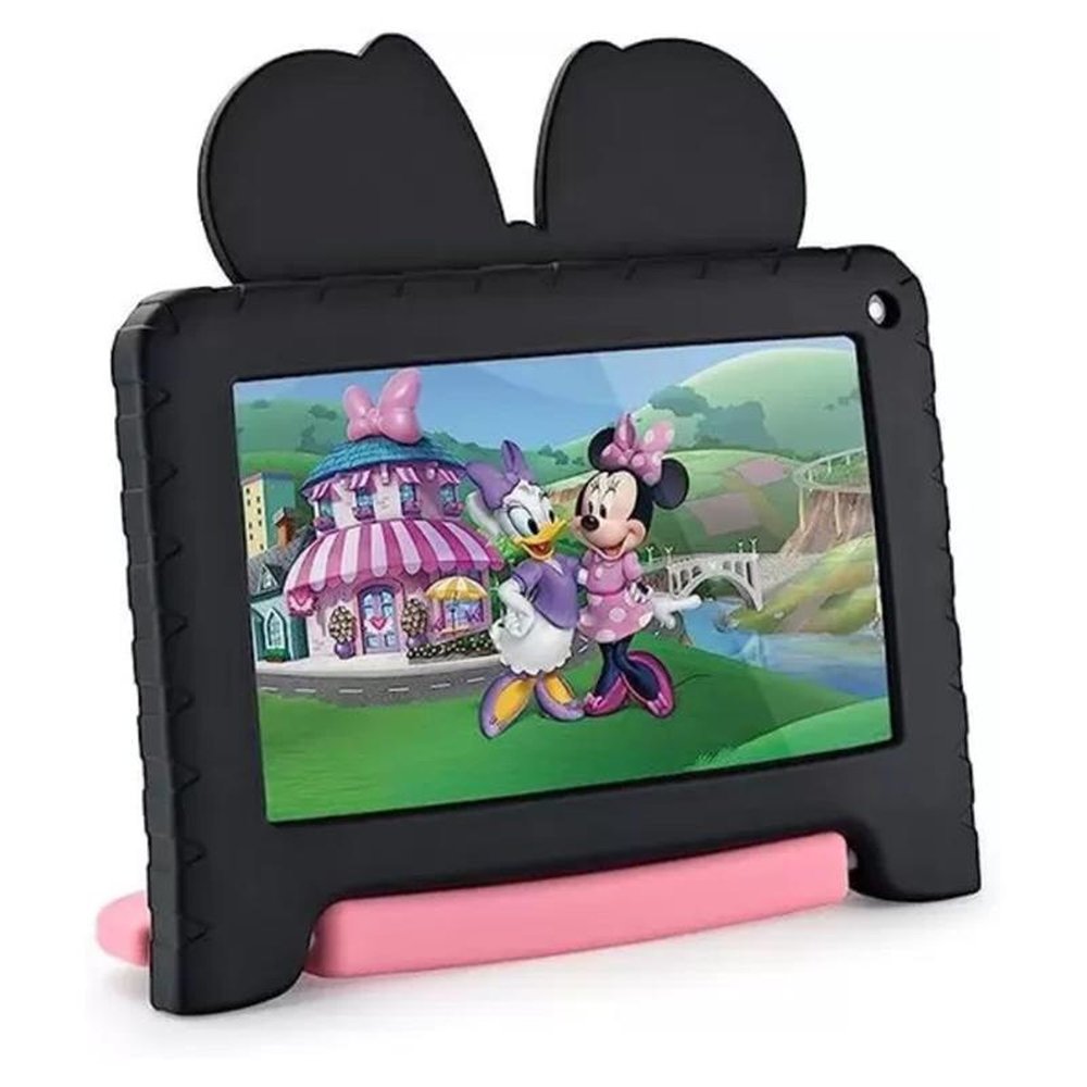 Tablet Multilaser Minnie Tela 7" 32GB 2GB RAM Wi-Fi Quad Core Android 13 (Go Edition) NB396 - Preto/Rosa
