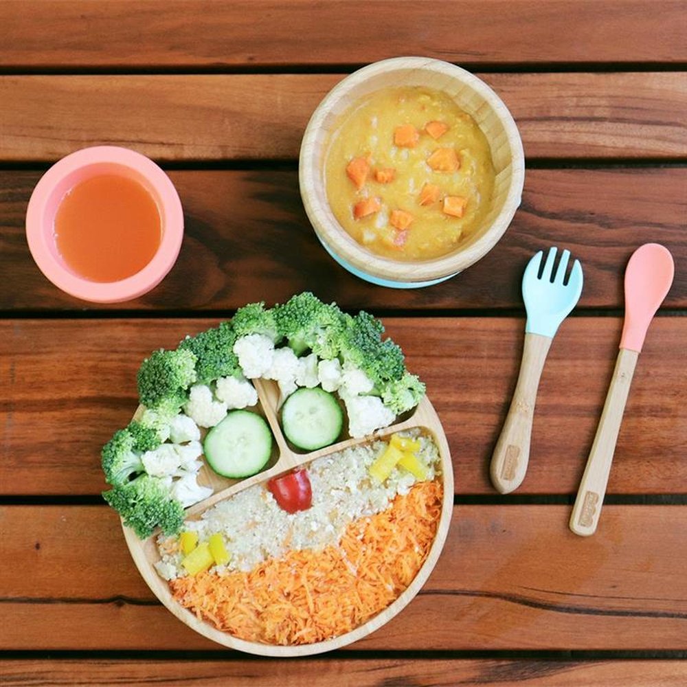 Prato Redondo com Divisórias e Ventosa Bam N Boo 6+M Rosa Fisher Price - BB1171