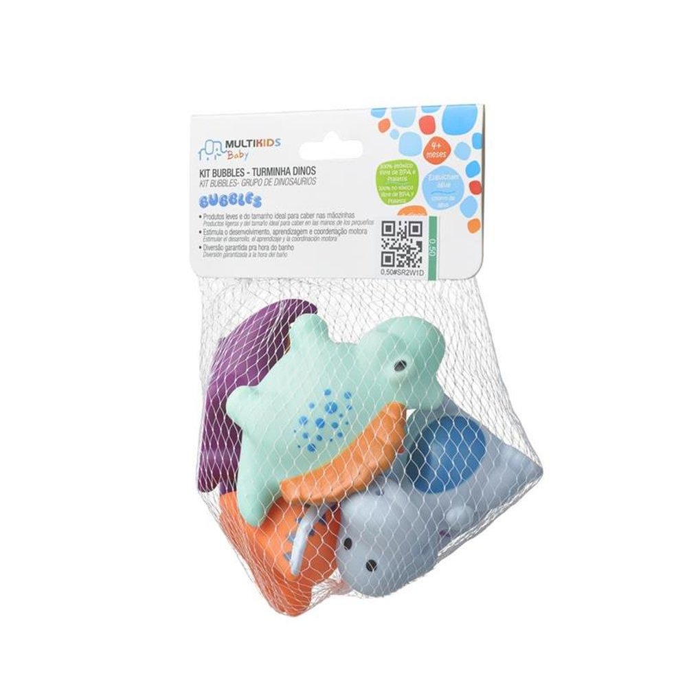 Kit Bubbles Turminha Dinos - 4 Brinquedos que Esguicham Água +4m Multikids Baby - BB1161