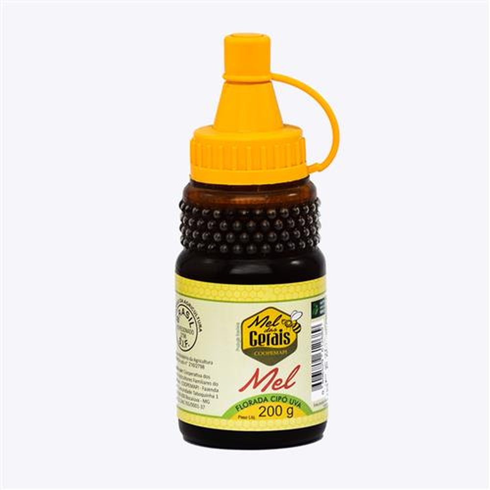 Mel Flores de Cipó Uva, Mel das Gerais, 200g, Caixa com 12 Unidades Frasco Cilindrico